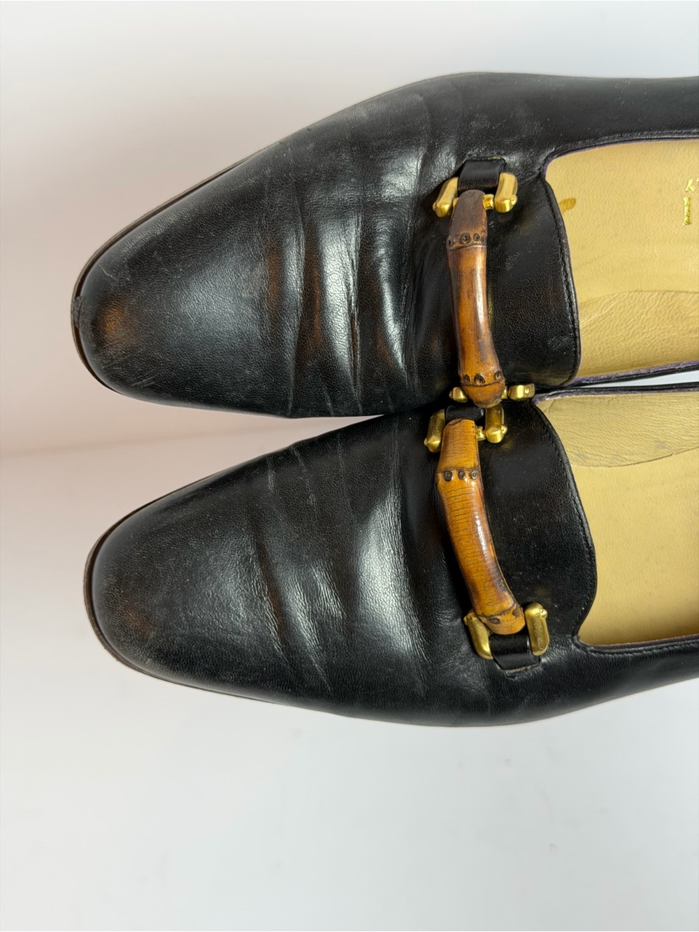 Gucci Black Leather Bamboo Details Loafers Size 36.5 PROJECT - Picture 2 of 11